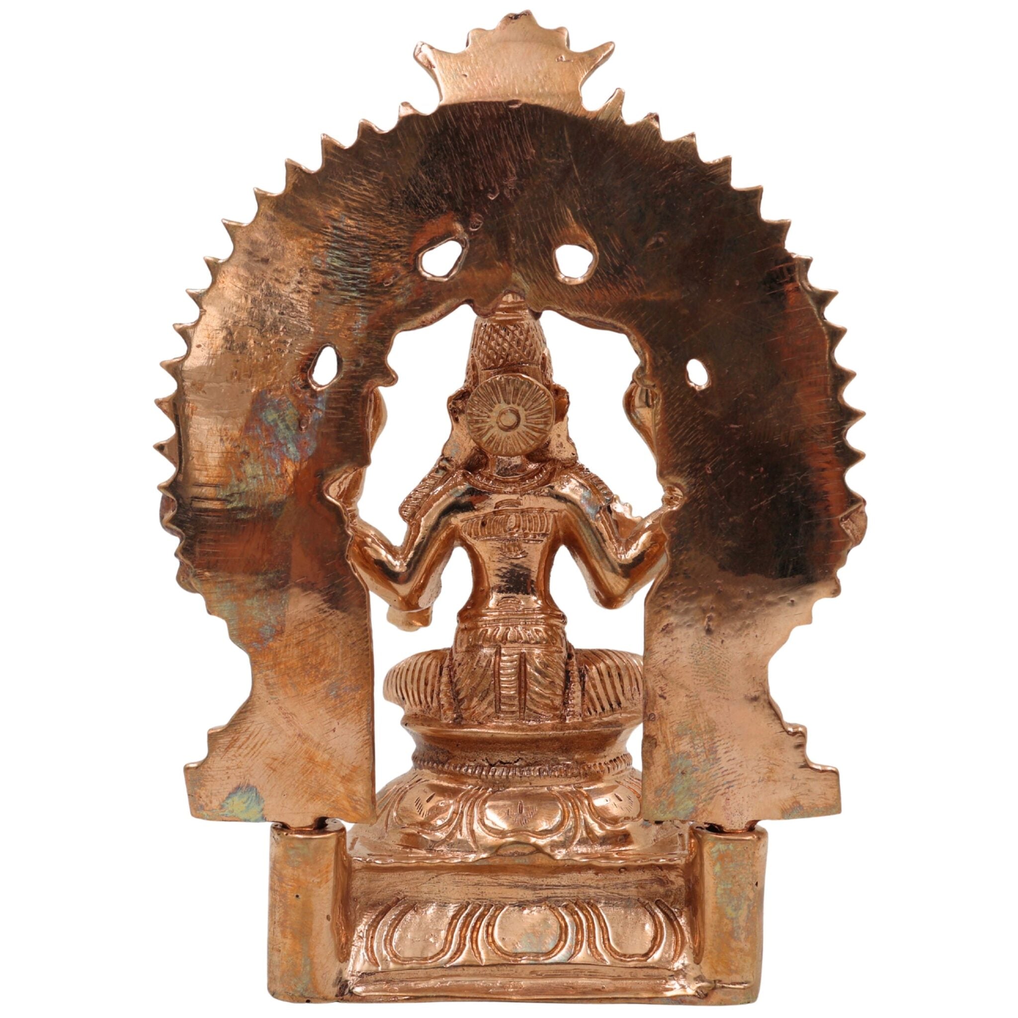 Bronze Handcrafted Lakshmi Idol, Maha Lakshmi Murti, Shri Padma Kamala Statue, Panchaloha, Chola Art, Home Temple Pooja Decor, Brown, 6 Inch, 1 Piece