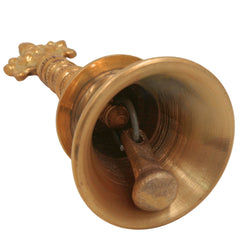 Brass Hand Bell Ghanti With Shankha And Chakra for Pooja, Aarti, Meditation & Temple Rituals, Decorative Peetal/Pittal Puja Bell, Gold, 8 Inch, 1 Piece