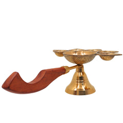 Brass Pancha Arthi Diya, Panch Aarti Lamp, Pancha Deeparadhana Oil Lamp, Pooja Deepak for Home Temple & Festival Decor, Gold, 3 Inch, 1 Piece