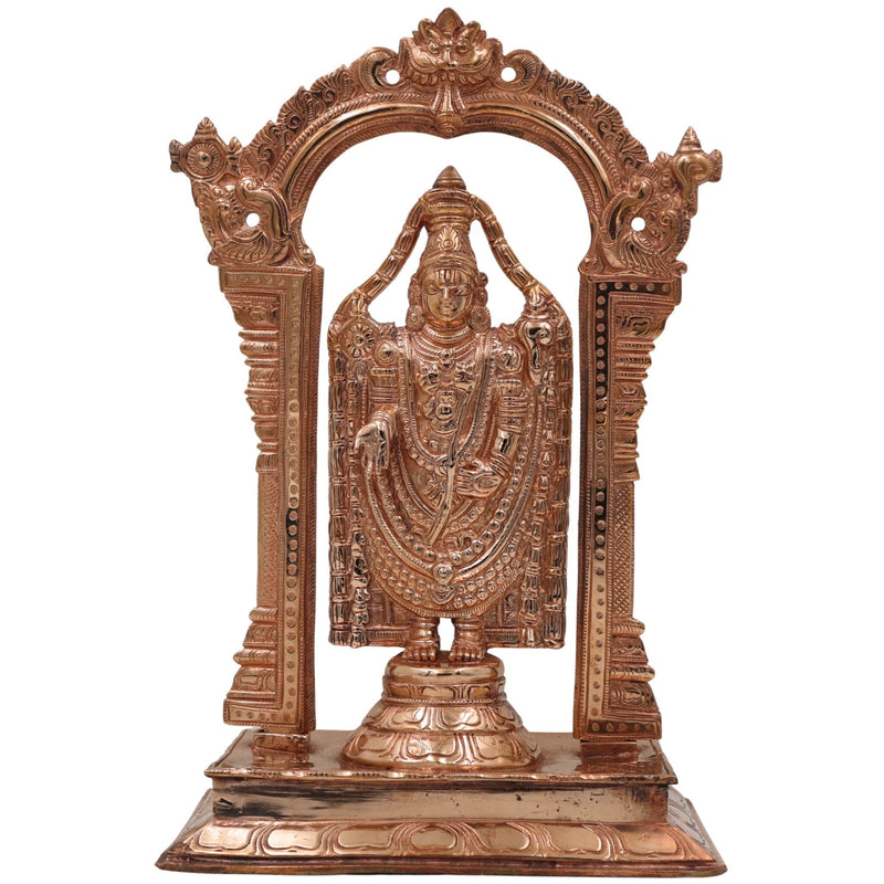 Bronze Tirupati Balaji Idol, Lord Venkateswara Murti, Srinivasa Statue, Govinda Sculpture, Panchaloha Venkateshwara Figurine, Handcrafted, Gold, 12 Inch, 1 Piece