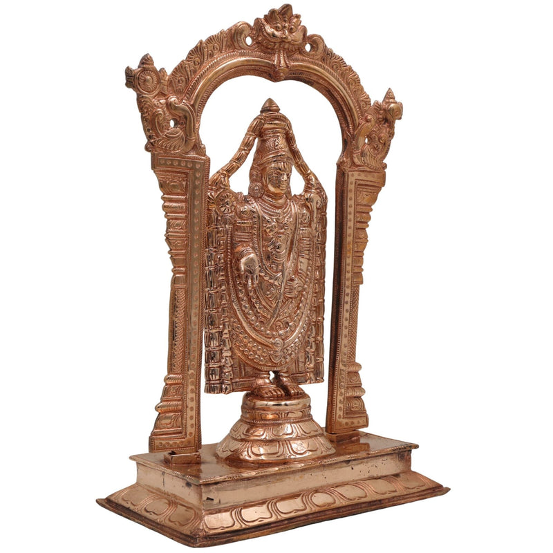 Bronze Tirupati Balaji Idol, Lord Venkateswara Murti, Srinivasa Statue, Govinda Sculpture, Panchaloha Venkateshwara Figurine, Handcrafted, Gold, 12 Inch, 1 Piece