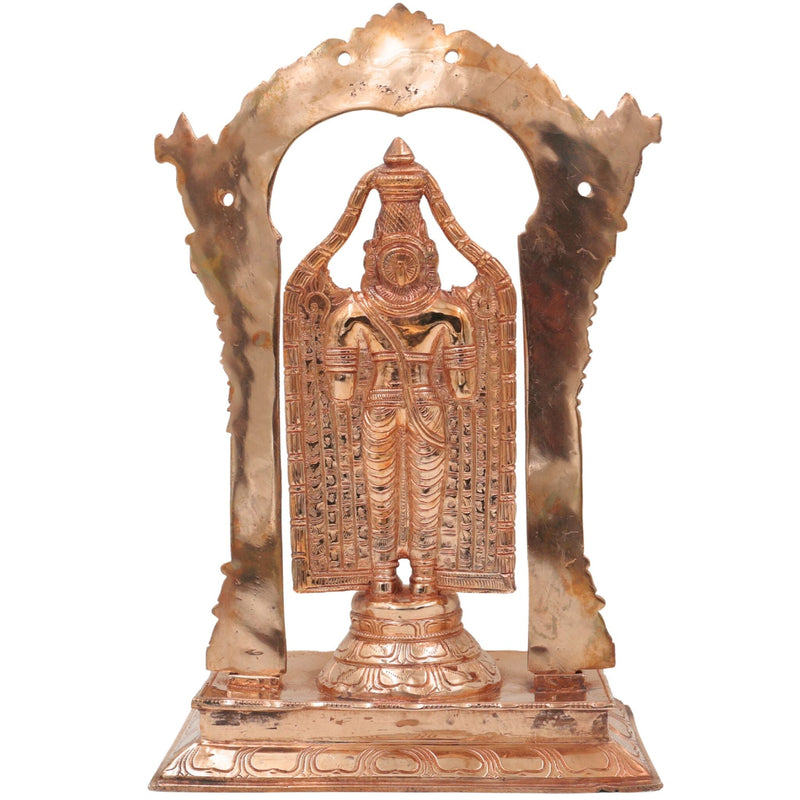 Bronze Tirupati Balaji Idol, Lord Venkateswara Murti, Srinivasa Statue, Govinda Sculpture, Panchaloha Venkateshwara Figurine, Handcrafted, Gold, 12 Inch, 1 Piece