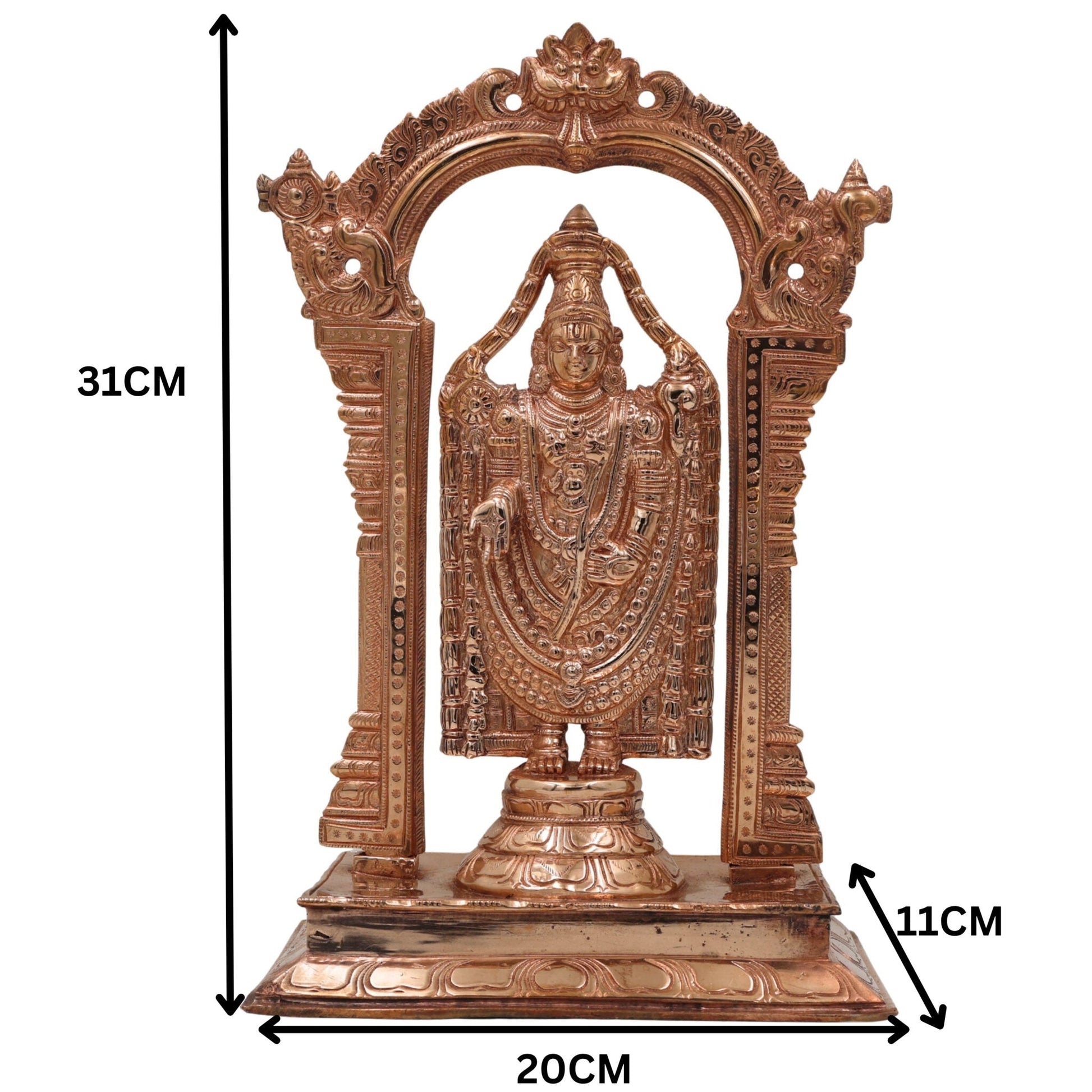 Bronze Tirupati Balaji Idol, Lord Venkateswara Murti, Srinivasa Statue, Govinda Sculpture, Panchaloha Venkateshwara Figurine, Handcrafted, Gold, 12 Inch, 1 Piece