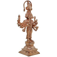 Bronze Panchamukhi Hanuman Idol | Five Faced Anjaneya Bajrangbali Murti | Panchmukhi Veer Maruti Sculpture for Home Temple Pooja Decor, Gold, 11 Inch, 1 Piece