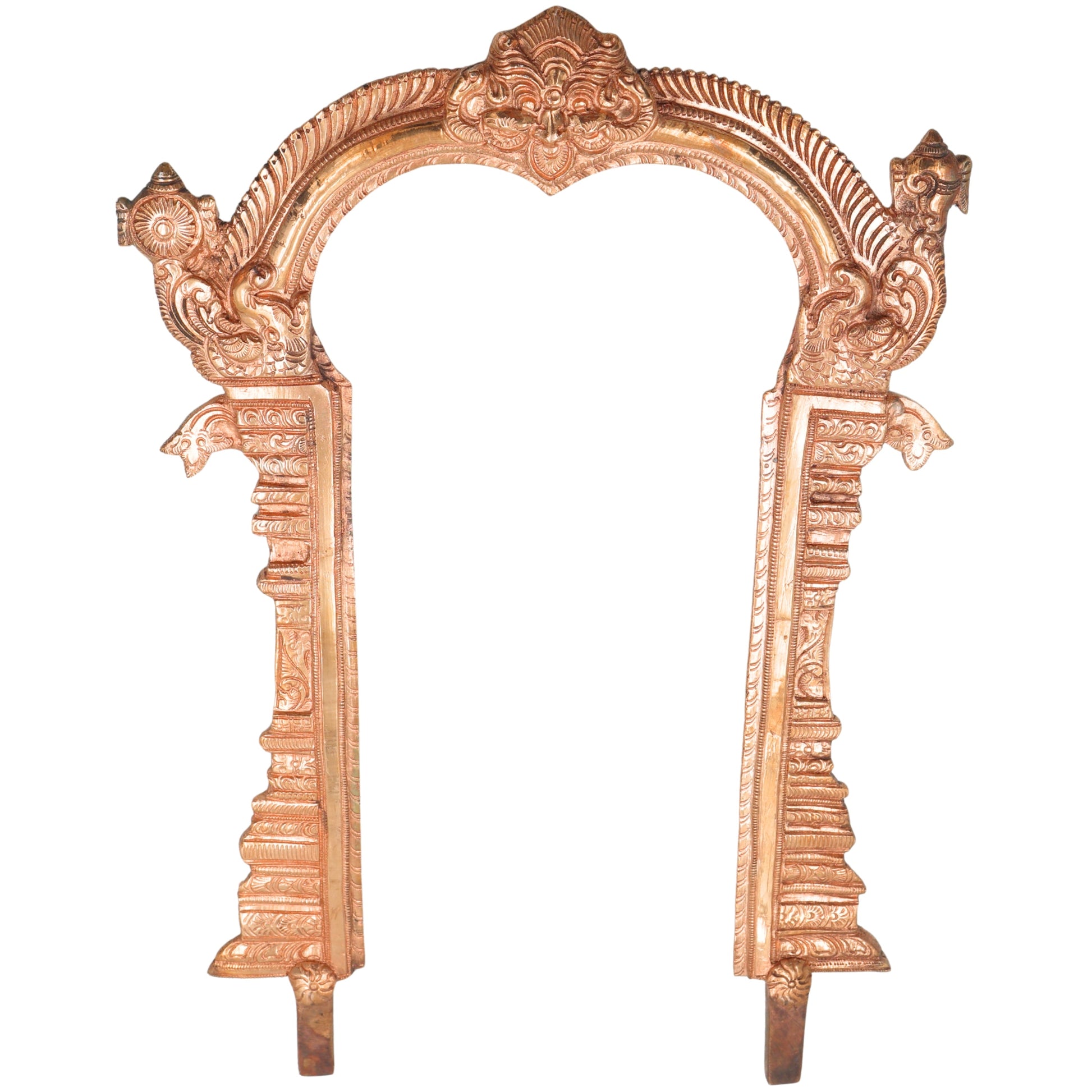 Bronze Prabhavali Handcrafted Tiruvasi Arch for Deity Vigraha Pooja Decor Traditional Chola Gift Artifact, Gold, 14 Inch, 1 Piece