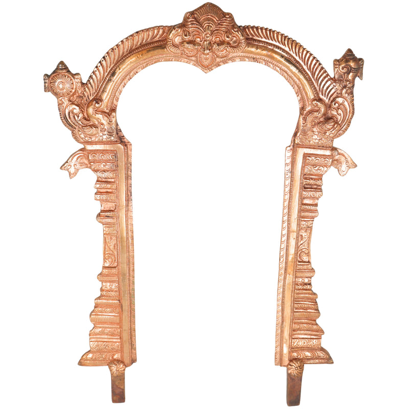 Bronze Prabhavali Handcrafted Tiruvasi Arch for Deity Vigraha Pooja Decor Traditional Chola Gift Artifact, Gold, 14 Inch, 1 Piece