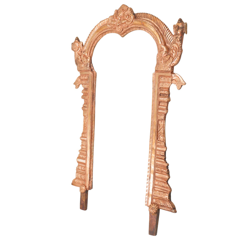 Bronze Prabhavali Handcrafted Tiruvasi Arch for Deity Vigraha Pooja Decor Traditional Chola Gift Artifact, Gold, 14 Inch, 1 Piece