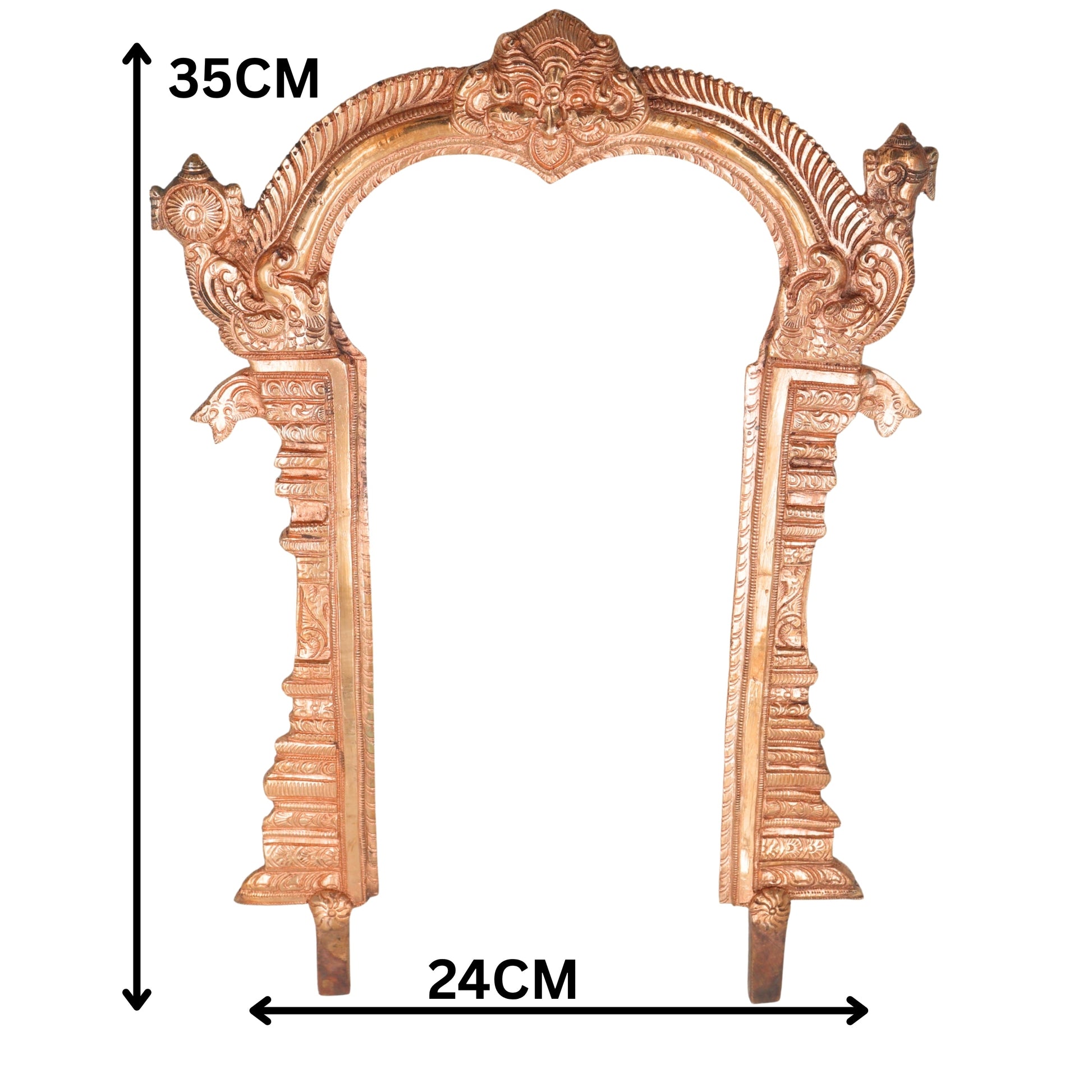 Bronze Prabhavali Handcrafted Tiruvasi Arch for Deity Vigraha Pooja Decor Traditional Chola Gift Artifact, Gold, 14 Inch, 1 Piece
