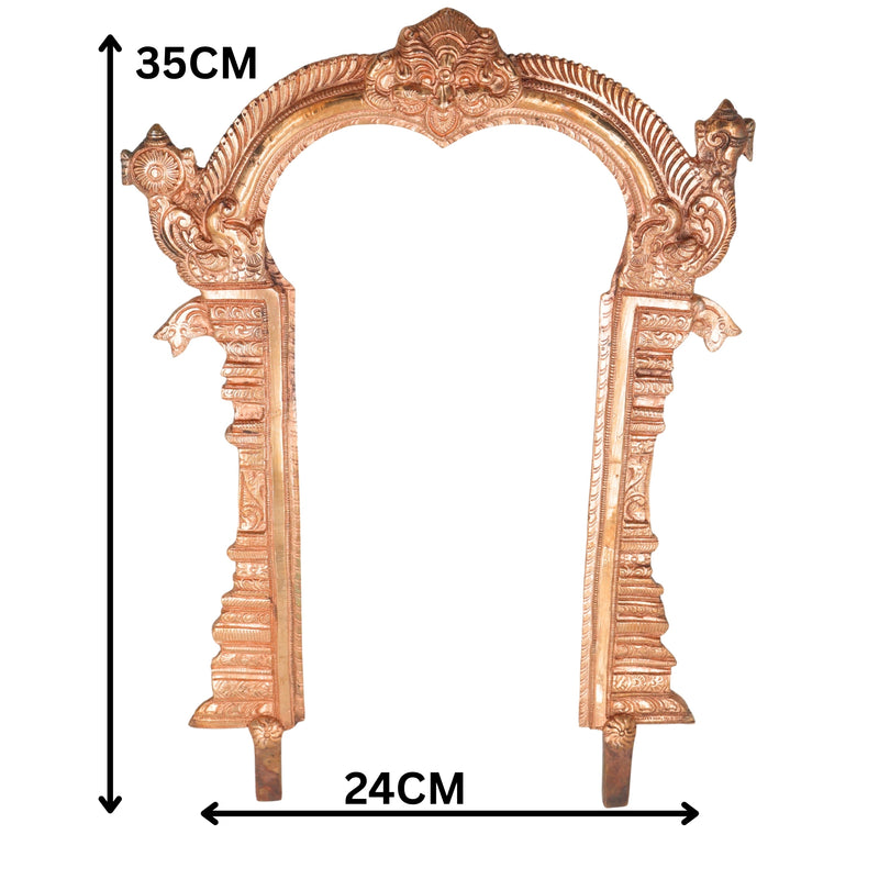 Bronze Prabhavali Handcrafted Tiruvasi Arch for Deity Vigraha Pooja Decor Traditional Chola Gift Artifact, Gold, 14 Inch, 1 Piece