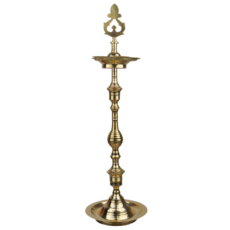 Brass Table Lamp, Handcrafted Peetal Pittal Pooja Lamp, Decorative LED Table Light, Home, Temple & Office Spiritual Decor, Gold, 26 Inch, 1 Piece