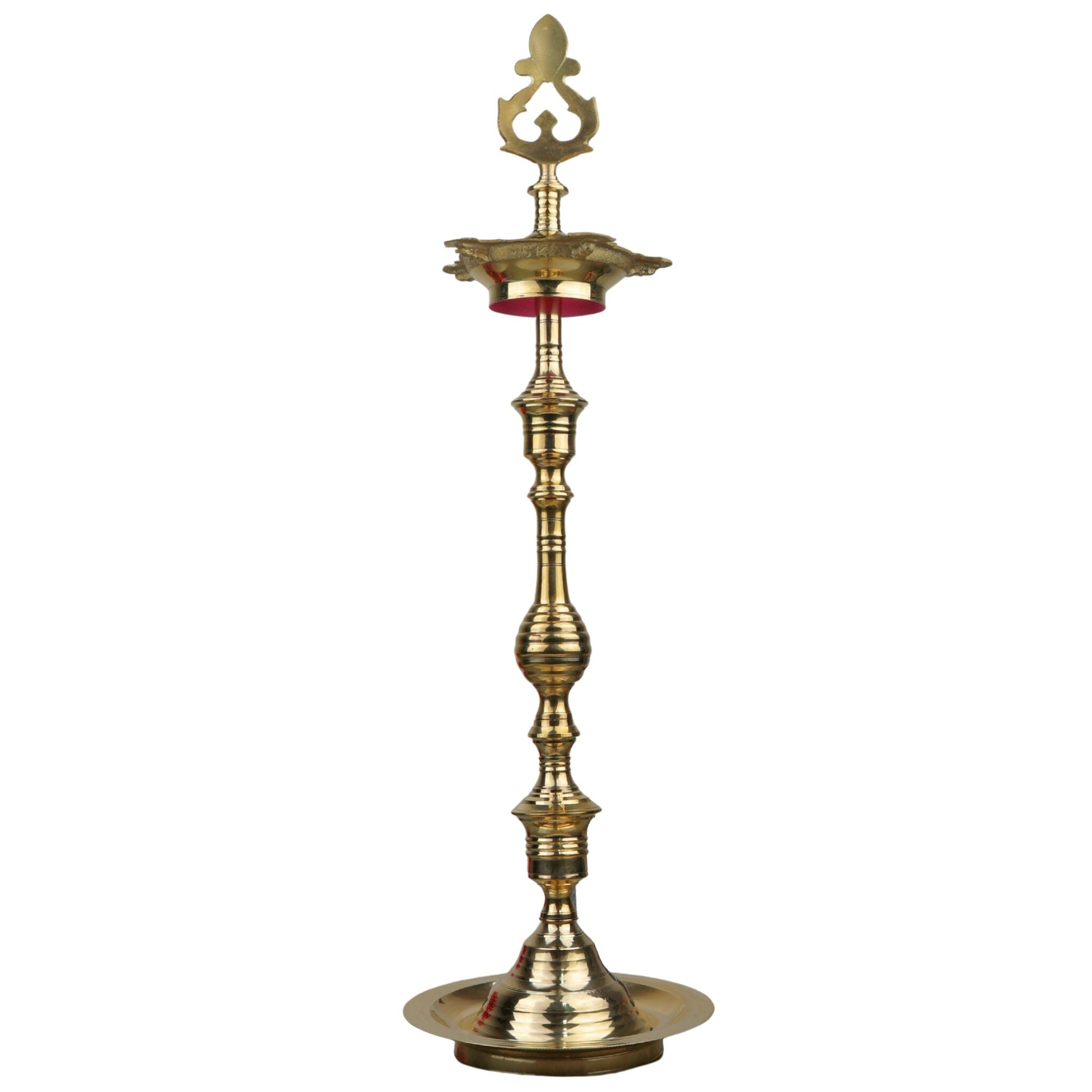 Brass Table Lamp, Handcrafted Peetal Pittal Pooja Lamp, Decorative LED Table Light, Home, Temple & Office Spiritual Decor, Gold, 26 Inch, 1 Piece