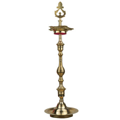 Brass Table Lamp, Handcrafted Peetal Pittal Pooja Lamp, Decorative LED Table Light, Home, Temple & Office Spiritual Decor, Gold, 26 Inch, 1 Piece