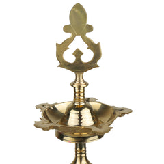 Brass Table Lamp, Handcrafted Peetal Pittal Pooja Lamp, Decorative LED Table Light, Home, Temple & Office Spiritual Decor, Gold, 26 Inch, 1 Piece