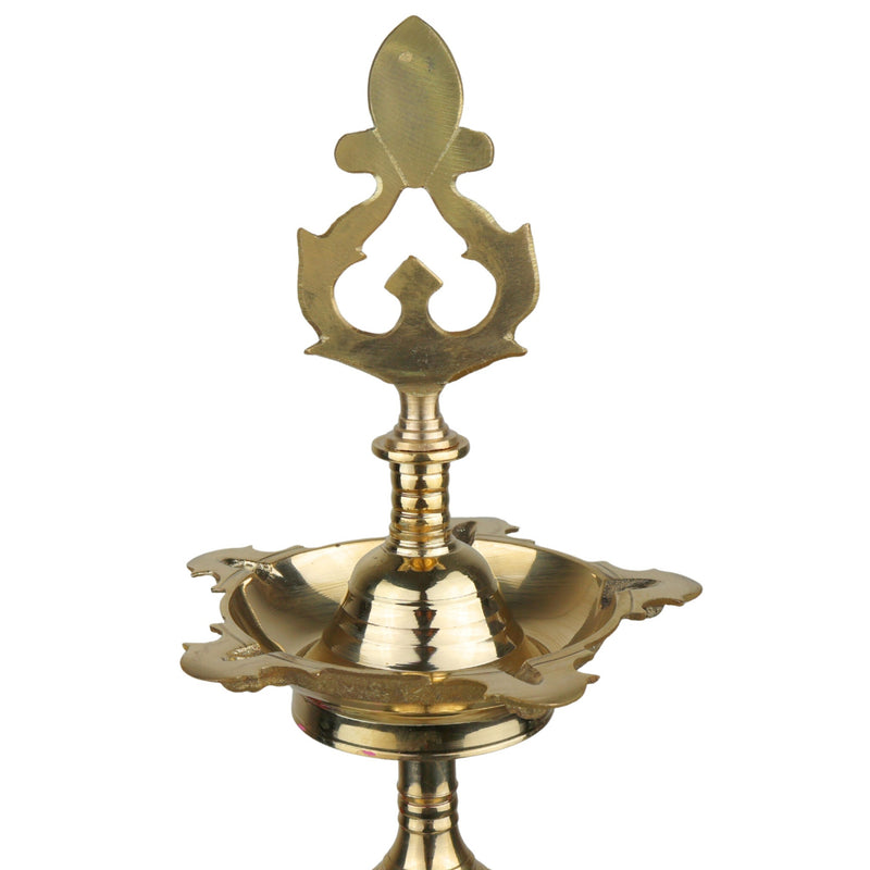 Brass Table Lamp, Handcrafted Peetal Pittal Pooja Lamp, Decorative LED Table Light, Home, Temple & Office Spiritual Decor, Gold, 26 Inch, 1 Piece