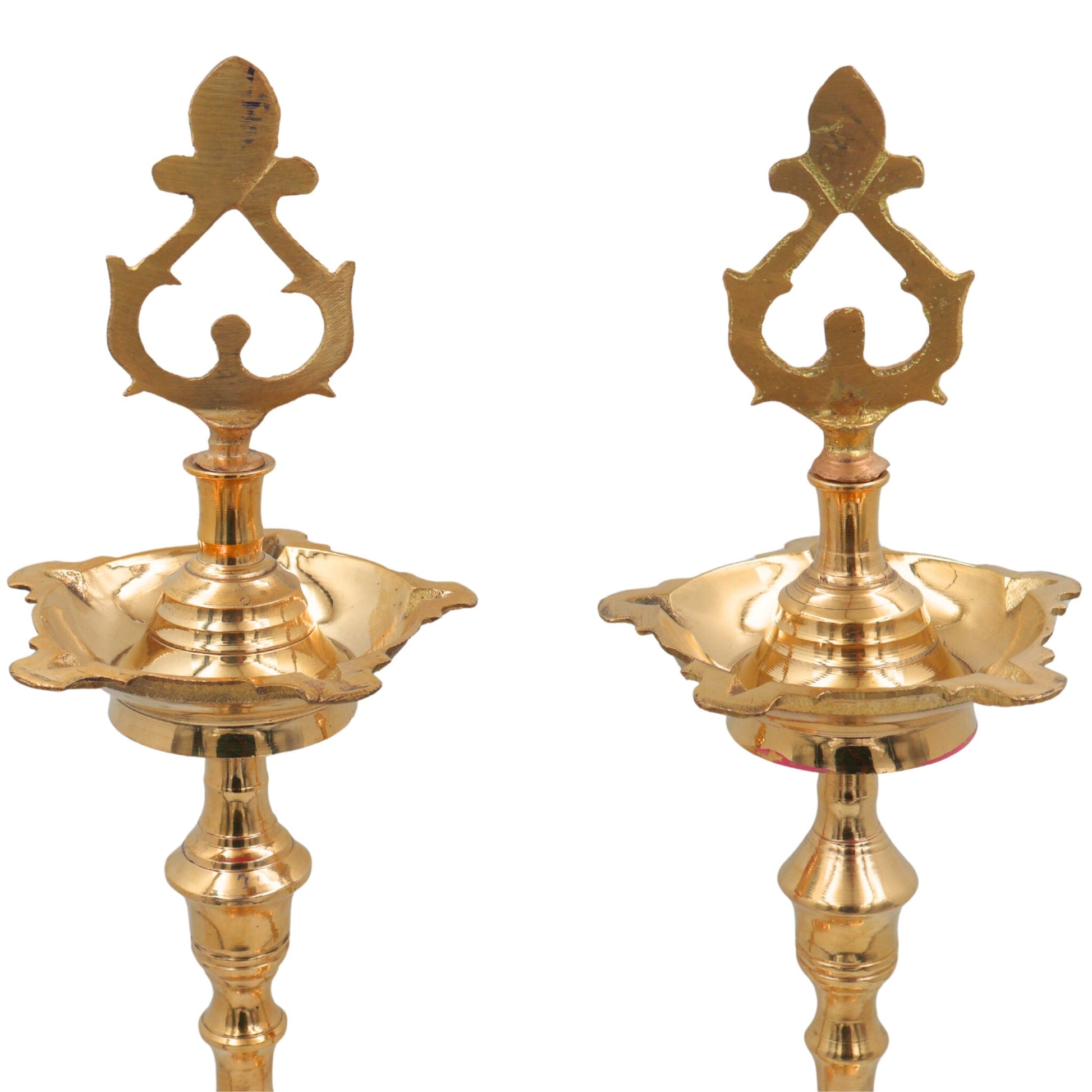 Brass Table Lamp for Pooja, Handcrafted Peetal Decorative Lamp, Temple & Home Lighting, Traditional Brass/Pittal Spiritual Lamp, Gold, 17.5 Inch, 1 Piece