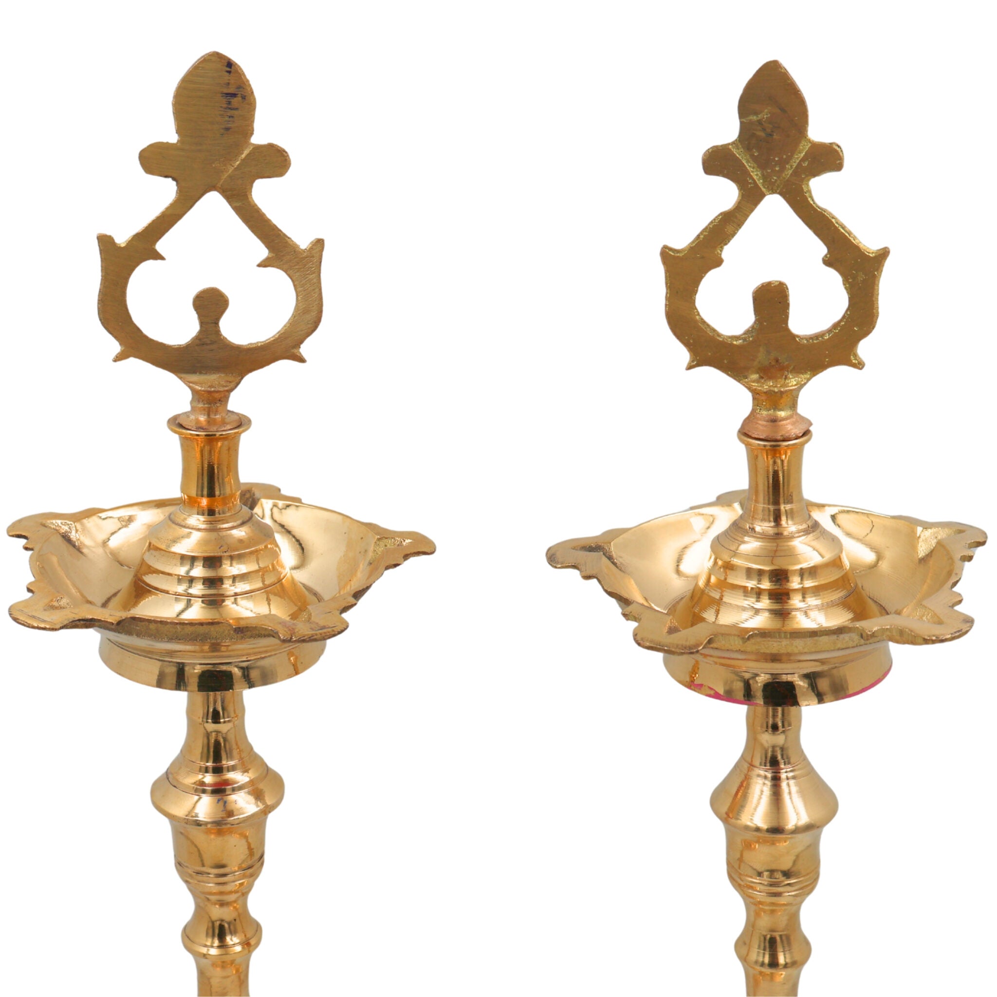 Brass Table Lamp for Pooja, Handcrafted Peetal Decorative Lamp, Temple & Home Lighting, Traditional Brass/Pittal Spiritual Lamp, Gold, 17.5 Inch, 1 Piece