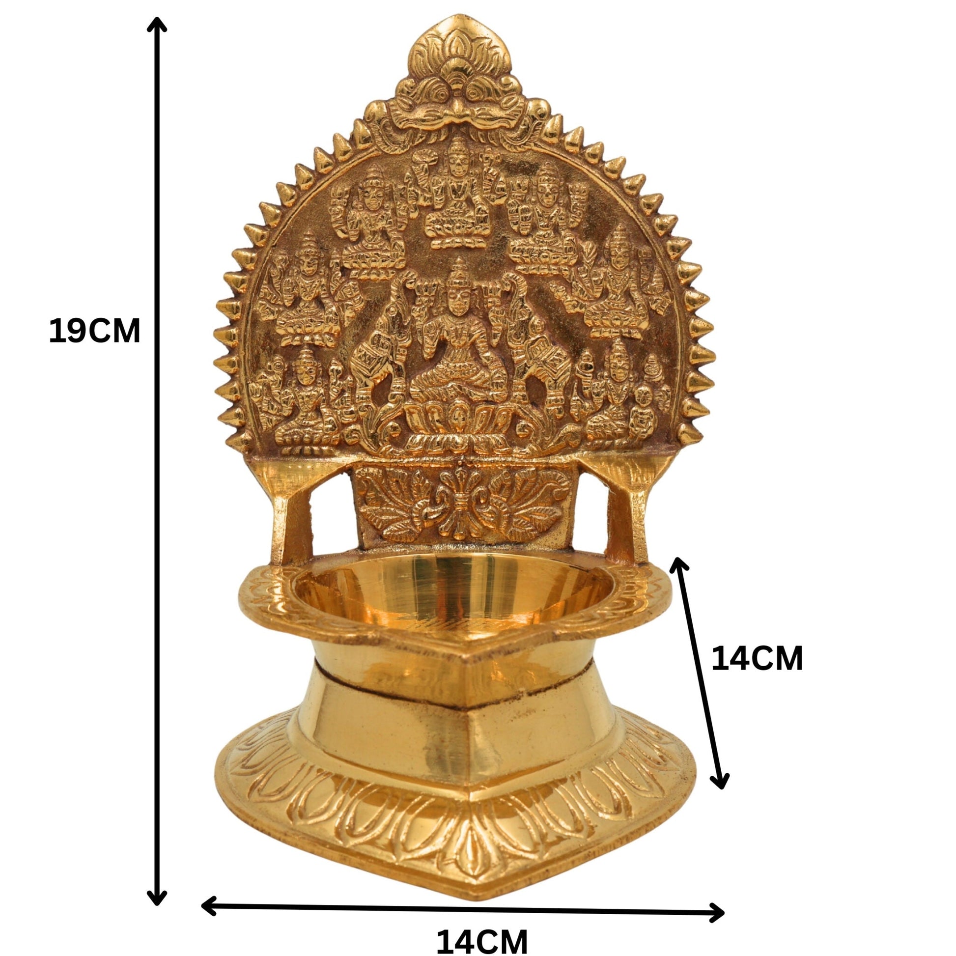 Brass Kamakshi Lamp, Kamatchi Vilakku, Kamakshi Amman Diya, Handcrafted Temple Kuthu Vilakku, Traditional Pooja Lamp, Gold, 7.5 Inch, 1 Piece