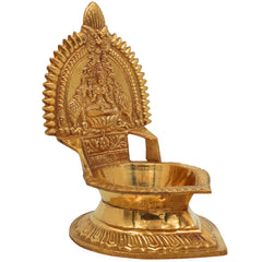 Brass Kamakshi Lamp Diya – Handcrafted Kamatchi Vilakku, Kuthu Vilakku, Temple Pooja Deepam, Kamakshi Amman Idol, Traditional South Indian Lamp, Gold, 7.5 Inch, 1 Piece