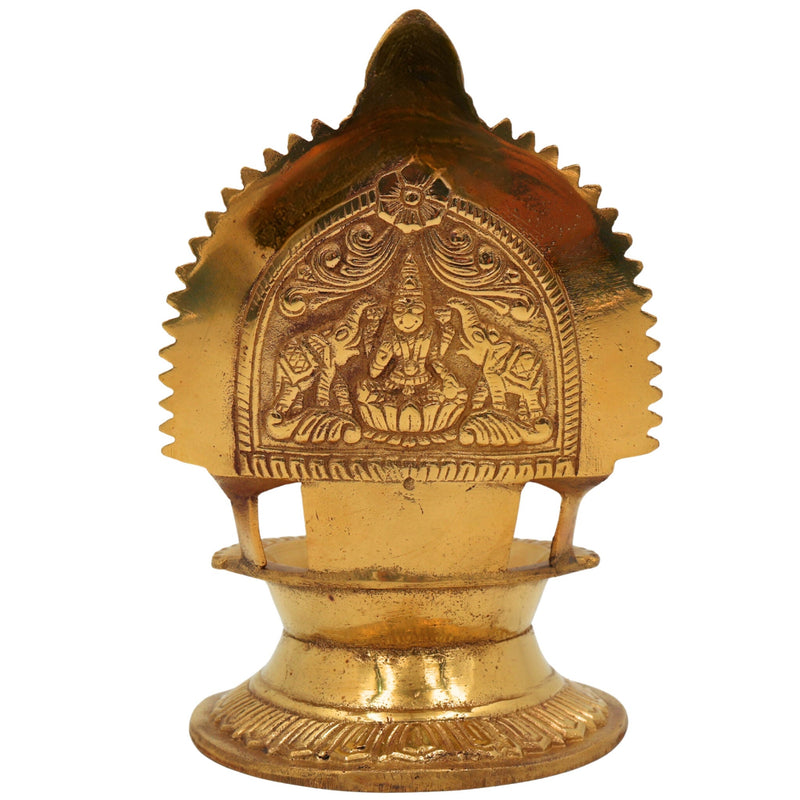 Brass Kamakshi Lamp Diya – Handcrafted Kamatchi Vilakku, Kuthu Vilakku, Temple Pooja Deepam, Kamakshi Amman Idol, Traditional South Indian Lamp, Gold, 7.5 Inch, 1 Piece