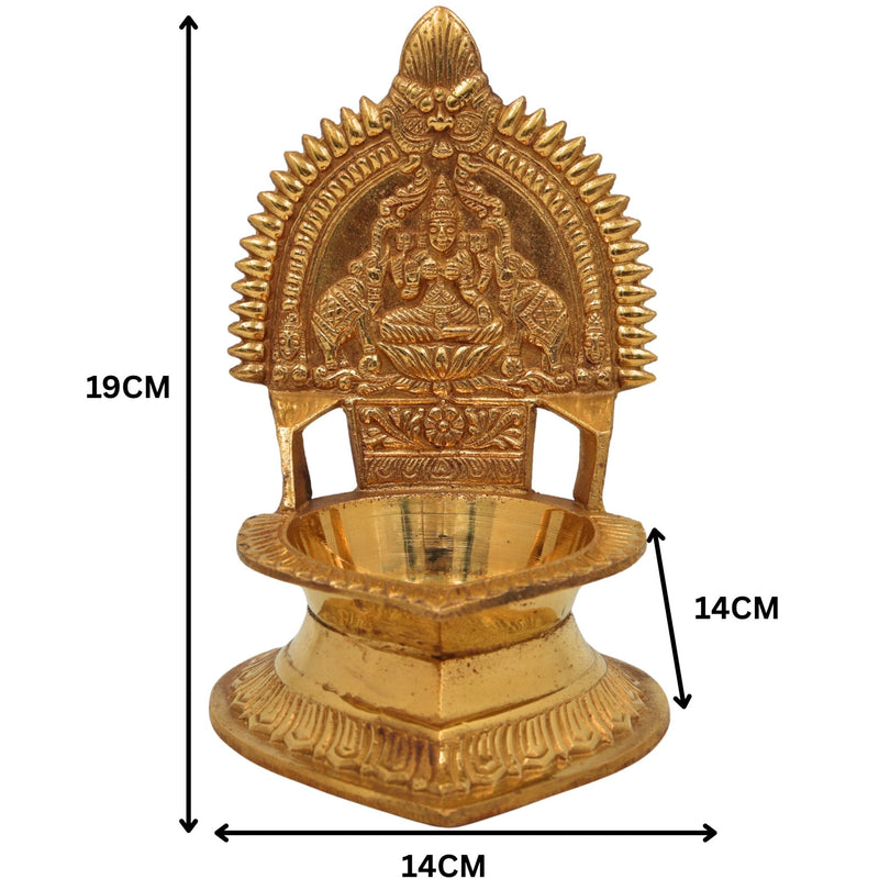 Brass Kamakshi Lamp Diya – Handcrafted Kamatchi Vilakku, Kuthu Vilakku, Temple Pooja Deepam, Kamakshi Amman Idol, Traditional South Indian Lamp, Gold, 7.5 Inch, 1 Piece