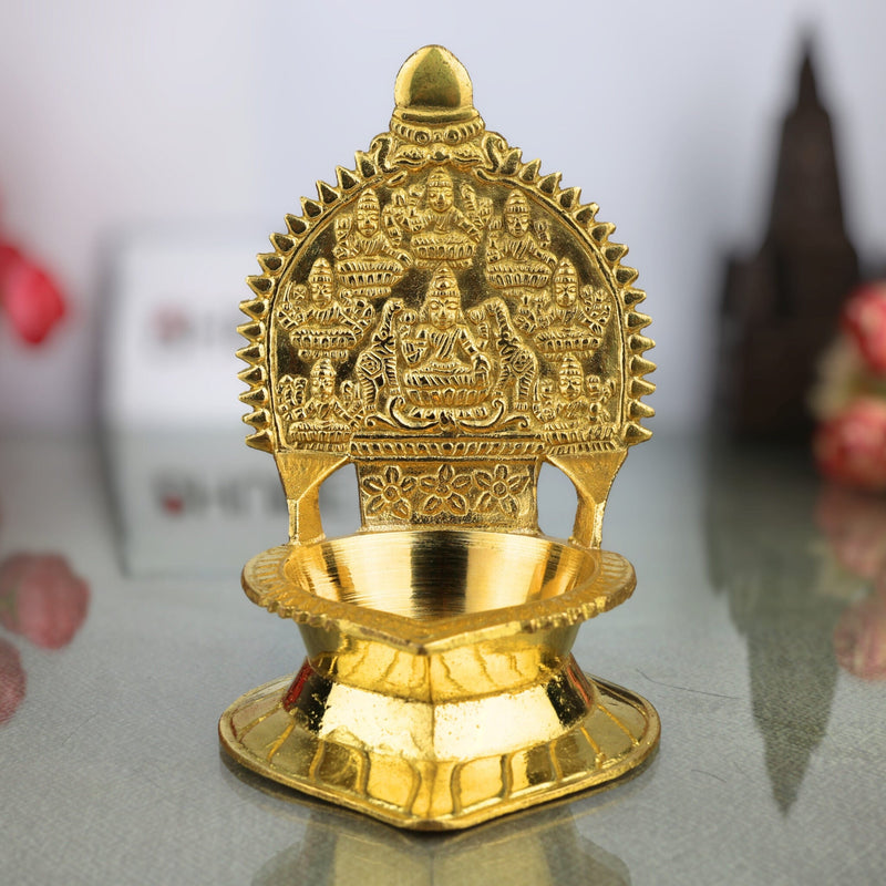 Brass Kamakshi Lamp, Kamatchi Vilakku, Kamakshi Amman Diya, Pooja Deepam for Temple & Home Decor, Gold, 5.5 Inch, 1 Piece