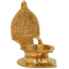 Brass Kamakshi Lamp, Kamatchi Vilakku, Kamakshi Amman Diya, Pooja Deepam for Temple & Home Decor, Gold, 5.5 Inch, 1 Piece