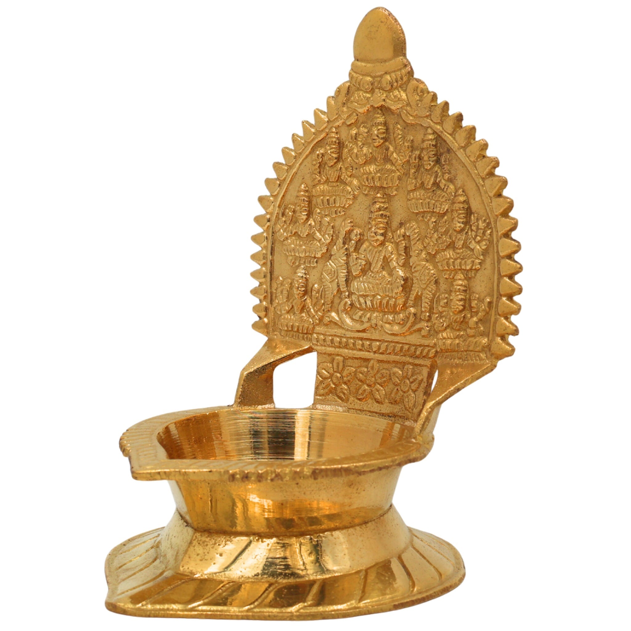 Brass Kamakshi Lamp, Kamatchi Vilakku, Kamakshi Amman Diya, Pooja Deepam for Temple & Home Decor, Gold, 5.5 Inch, 1 Piece