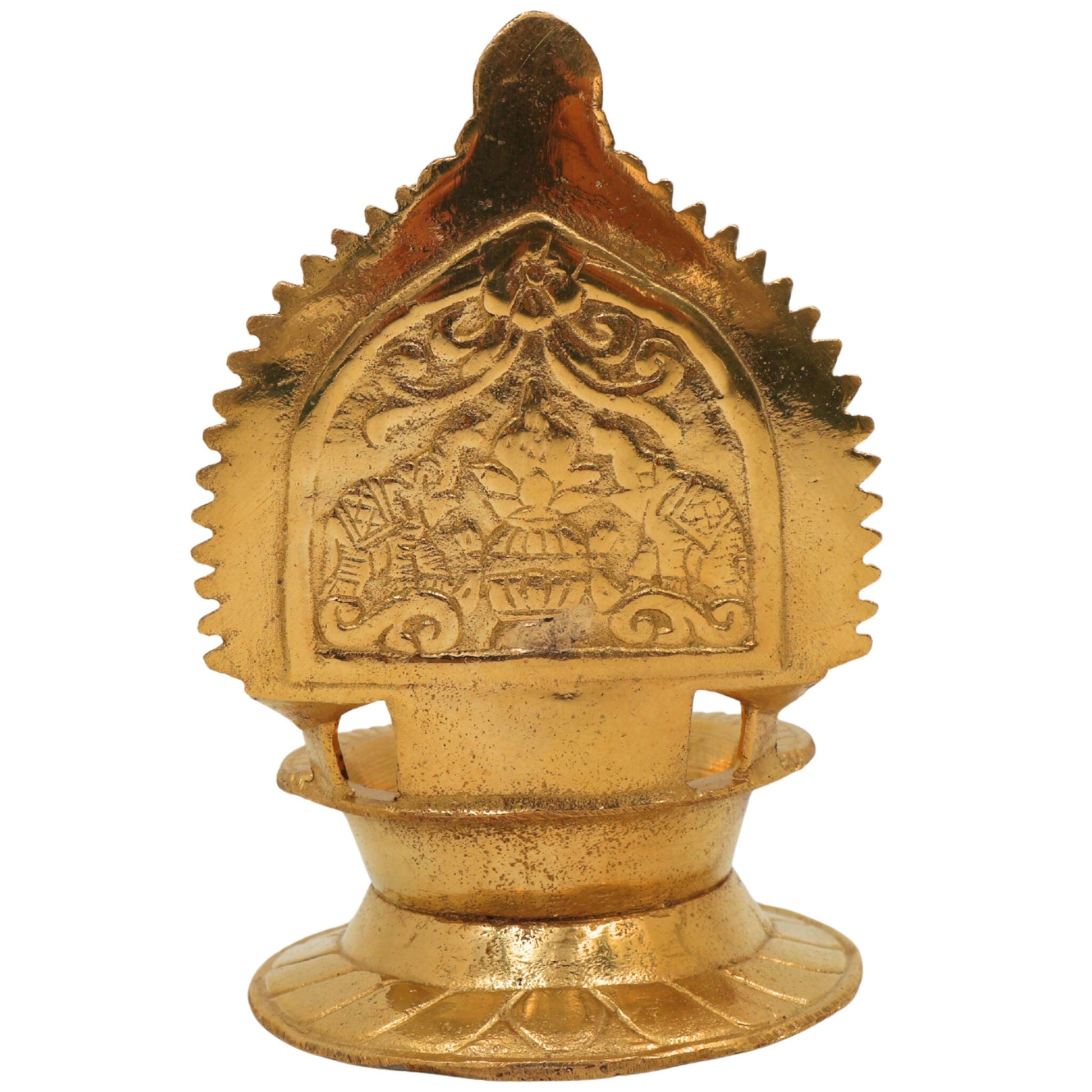 Brass Kamakshi Lamp, Kamatchi Vilakku, Kamakshi Amman Diya, Pooja Deepam for Temple & Home Decor, Gold, 5.5 Inch, 1 Piece