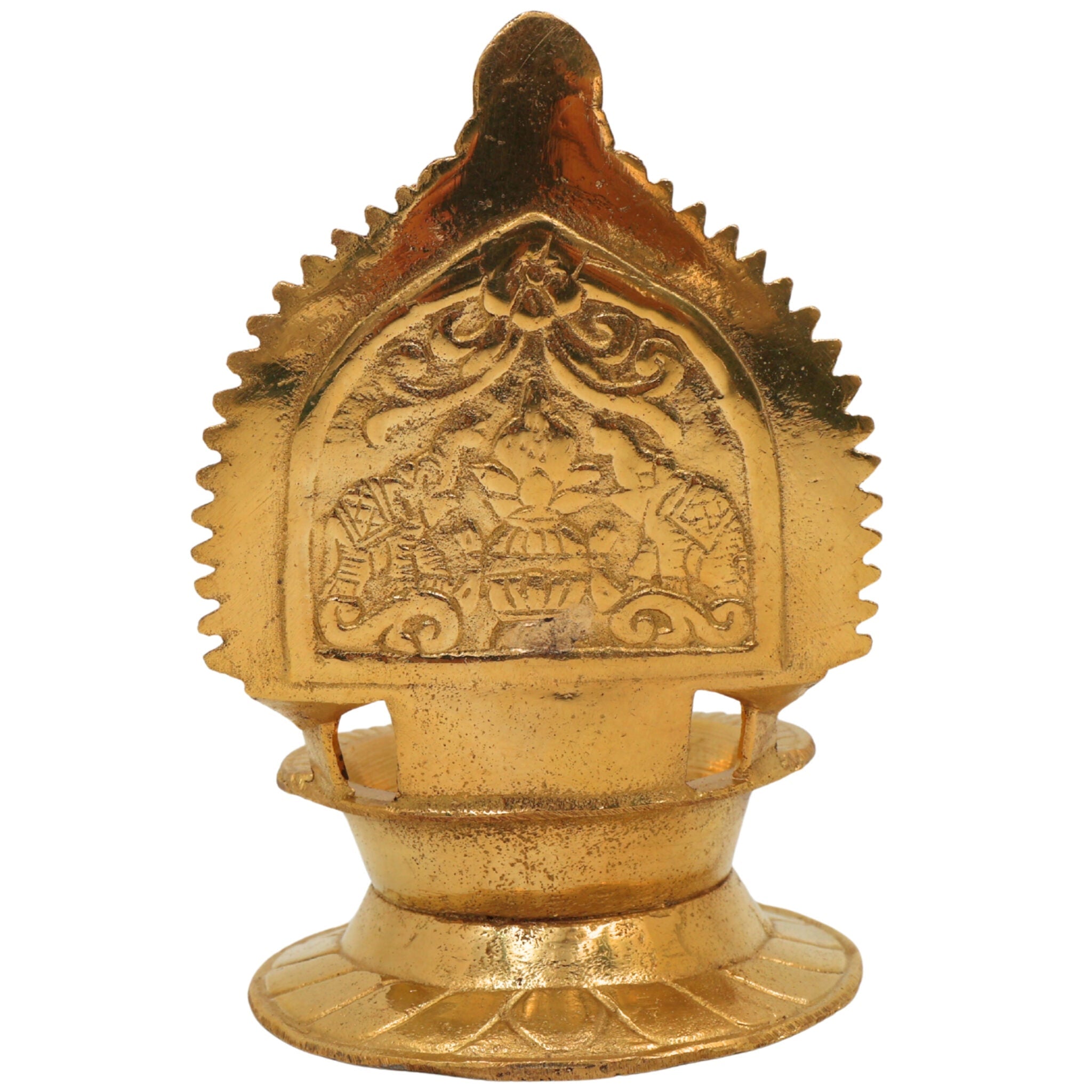 Brass Kamakshi Lamp, Kamatchi Vilakku, Kamakshi Amman Diya, Pooja Deepam for Temple & Home Decor, Gold, 5.5 Inch, 1 Piece