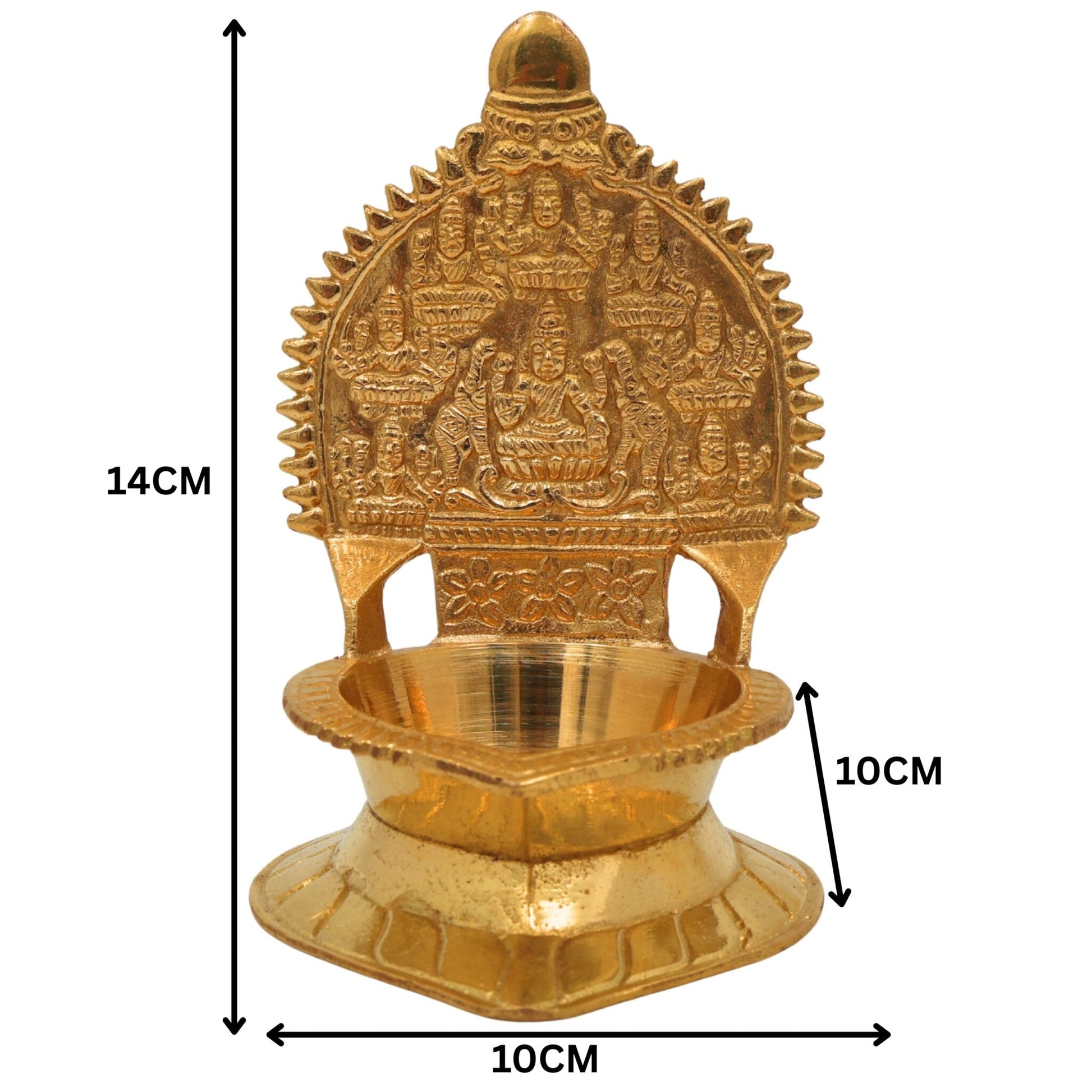 Brass Kamakshi Lamp, Kamatchi Vilakku, Kamakshi Amman Diya, Pooja Deepam for Temple & Home Decor, Gold, 5.5 Inch, 1 Piece