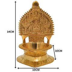 Brass Kamakshi Lamp, Kamatchi Vilakku, Kamakshi Amman Diya, Pooja Deepam for Temple & Home Decor, Gold, 5.5 Inch, 1 Piece