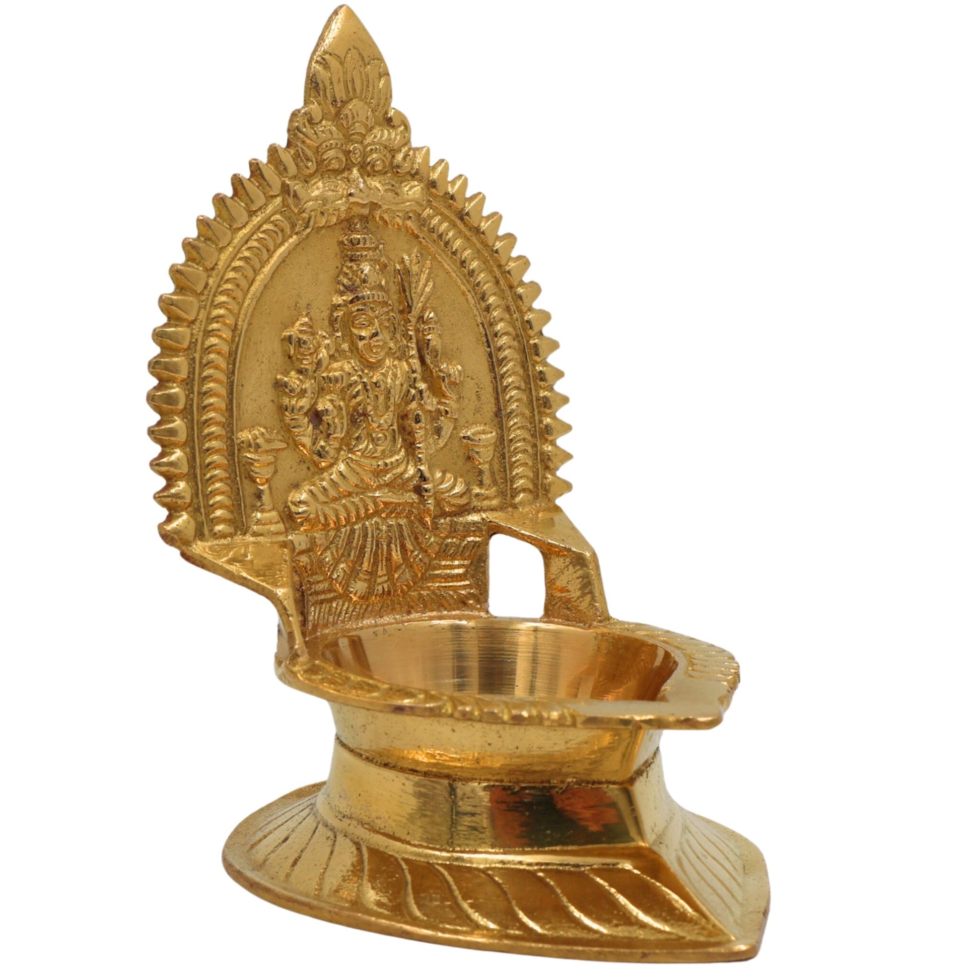 Brass Kamakshi Diya – Raja Rajeshwari Lamp, Pooja Deepam, Traditional Handmade Spiritual Lamp for Home & Temple Decor, Gold, 5 Inch, 1 Piece