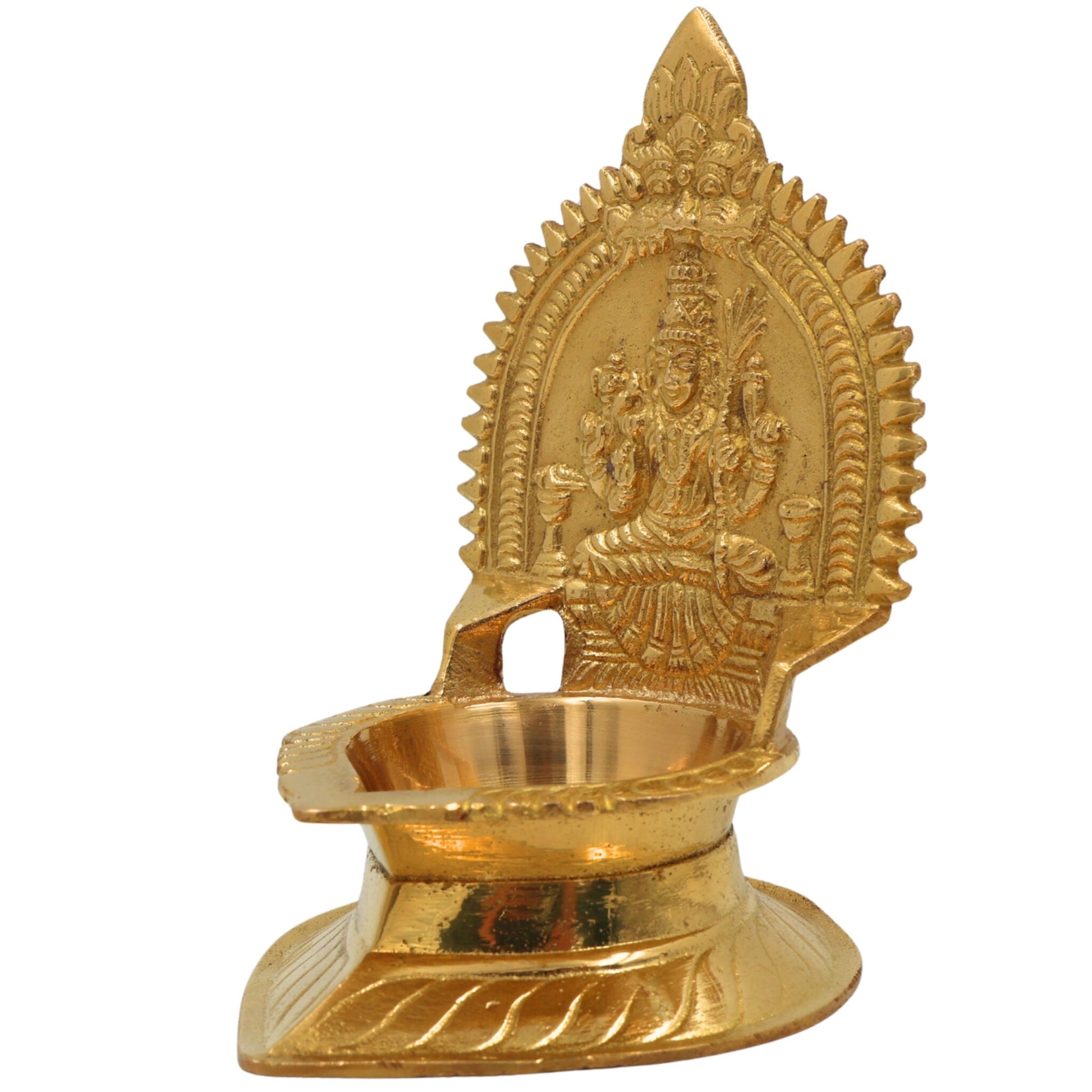 Brass Kamakshi Diya – Raja Rajeshwari Lamp, Pooja Deepam, Traditional Handmade Spiritual Lamp for Home & Temple Decor, Gold, 5 Inch, 1 Piece