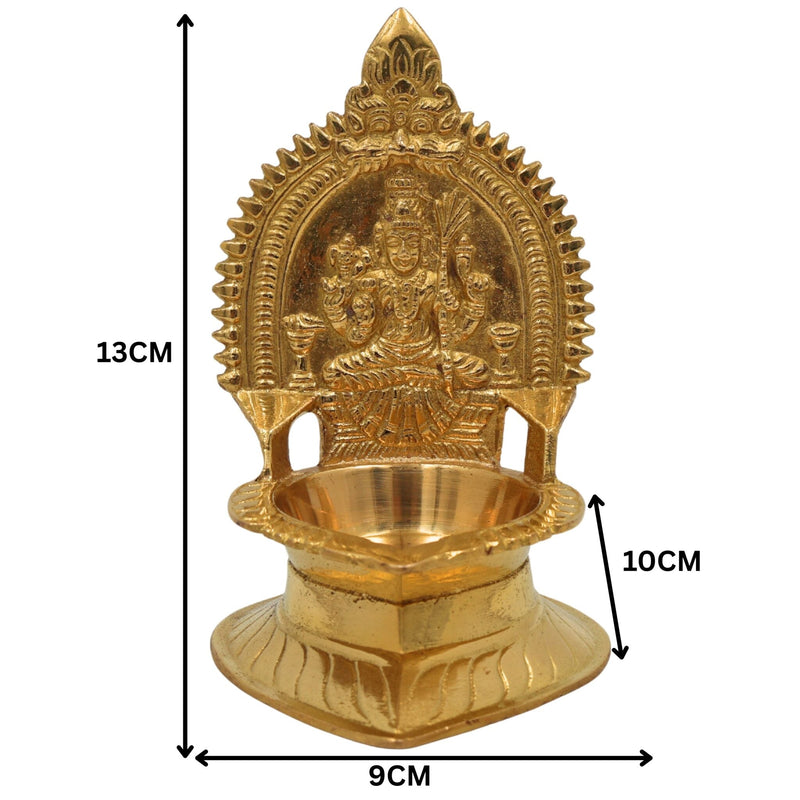 Brass Kamakshi Diya – Raja Rajeshwari Lamp, Pooja Deepam, Traditional Handmade Spiritual Lamp for Home & Temple Decor, Gold, 5 Inch, 1 Piece