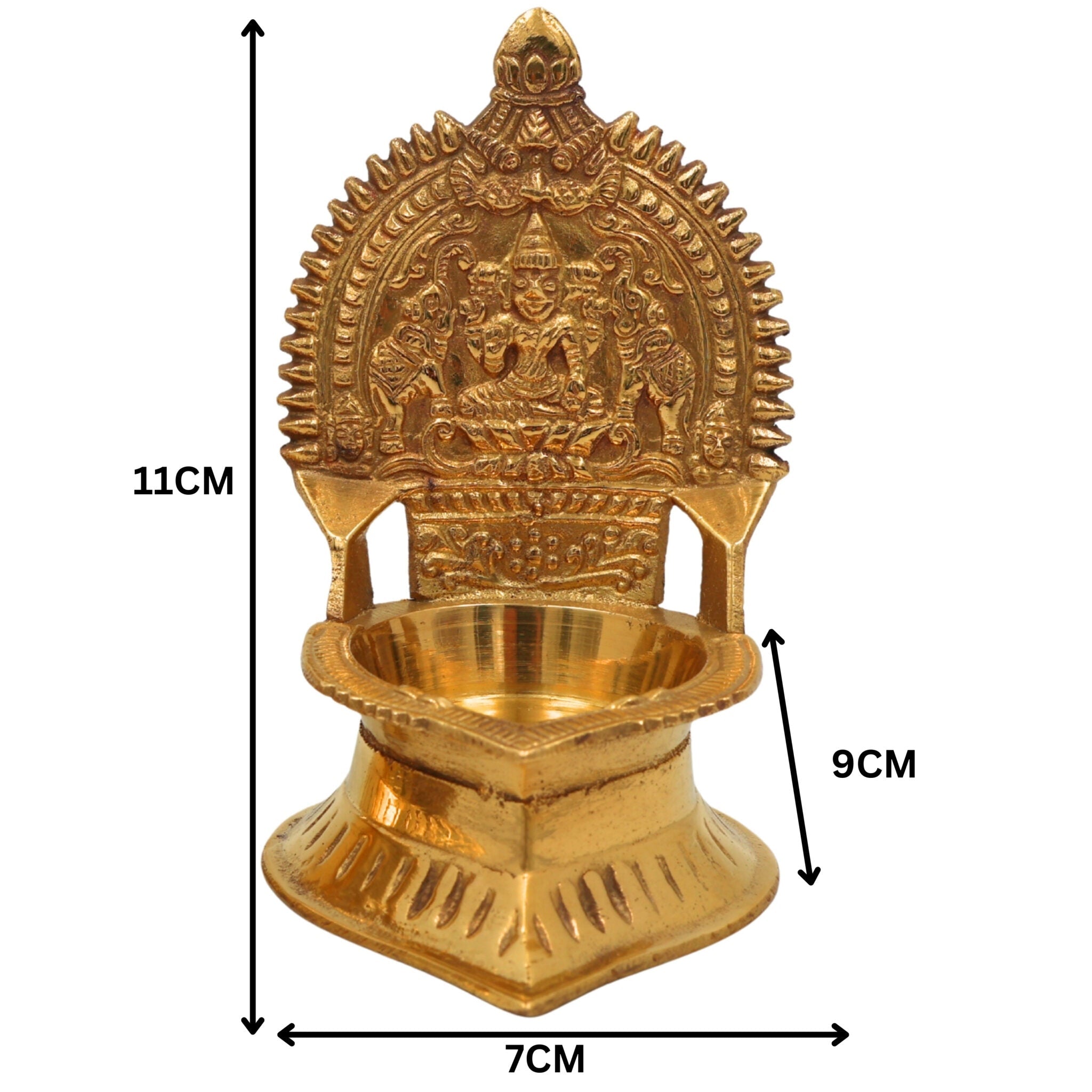 Brass Kamakshi Vilakku | Kamatchi Deepam | Kamakshi Amman Diya | Kuthu Vilakku Pital Lamp for Pooja, Temple & Home Décor, Gold, 4.5 Inch, 2 Piece
