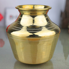 Brass Pooja Lota, Traditional Chombu Kalash Kudam Kumbham Jal Patra | Peetal Pital Mandir Lota for Temple Puja Rituals, Gold, 6 Inch, 1 Piece