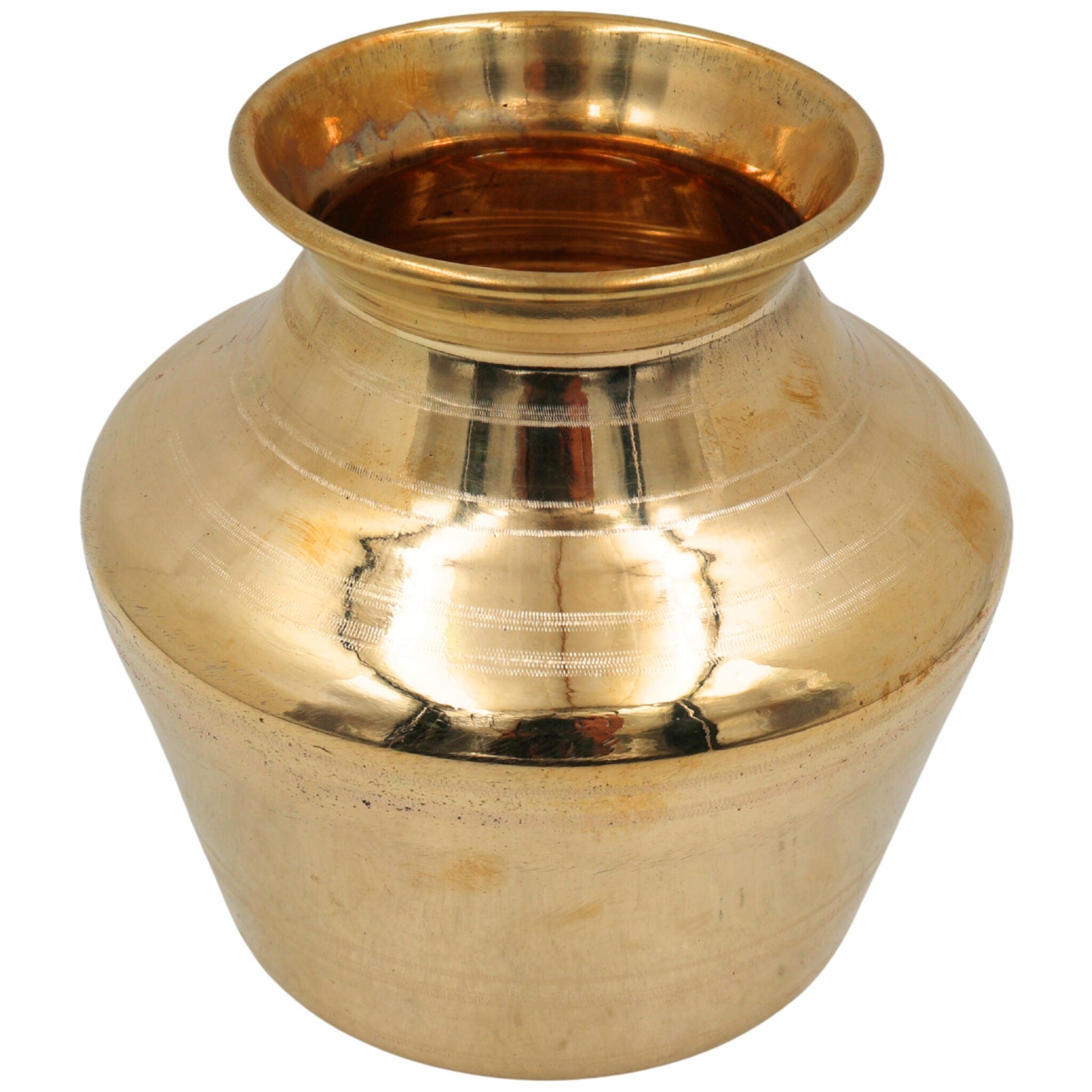 Brass Pooja Lota, Traditional Chombu Kalash Kudam Kumbham Jal Patra | Peetal Pital Mandir Lota for Temple Puja Rituals, Gold, 6 Inch, 1 Piece