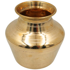 Brass Pooja Lota, Traditional Chombu Kalash Kudam Kumbham Jal Patra | Peetal Pital Mandir Lota for Temple Puja Rituals, Gold, 6 Inch, 1 Piece