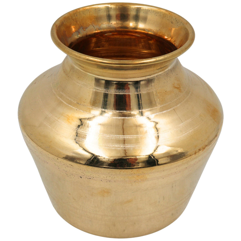 Brass Pooja Lota, Traditional Chombu Kalash Kudam Kumbham Jal Patra | Peetal Pital Mandir Lota for Temple Puja Rituals, Gold, 6 Inch, 1 Piece