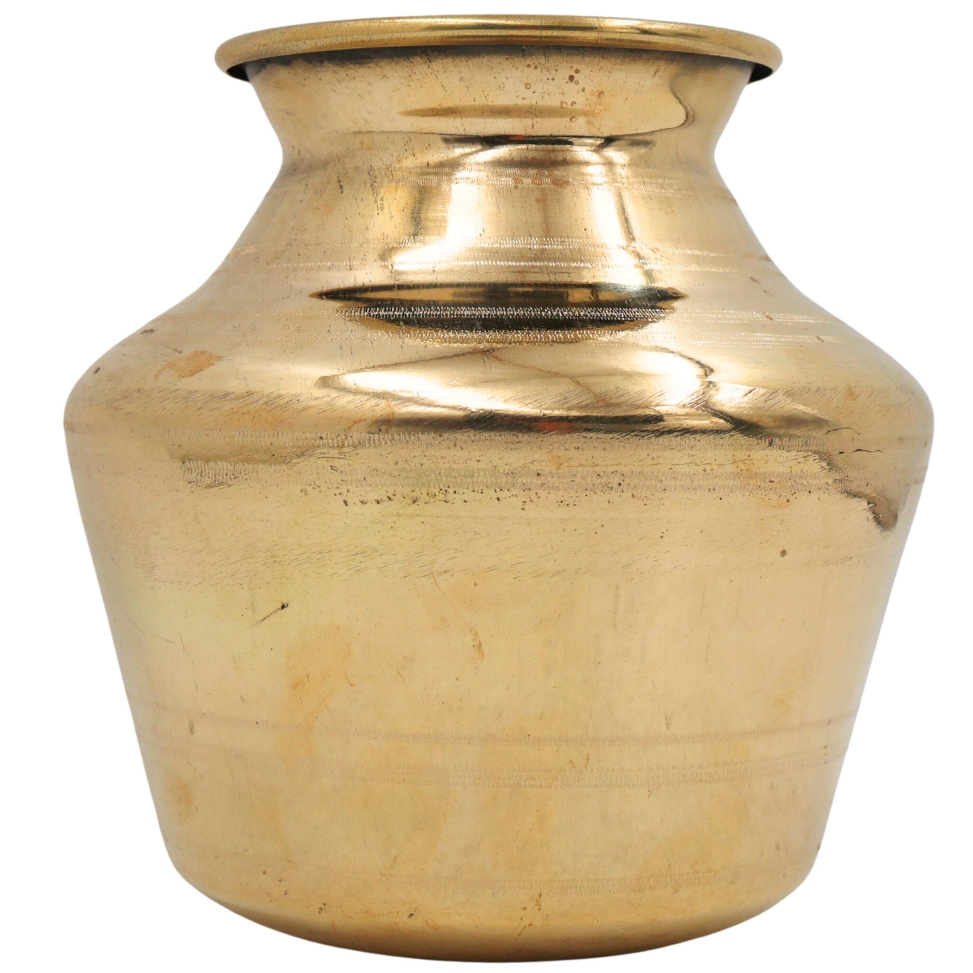 Brass Pooja Lota, Traditional Chombu Kalash Kudam Kumbham Jal Patra | Peetal Pital Mandir Lota for Temple Puja Rituals, Gold, 6 Inch, 1 Piece