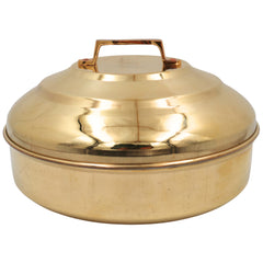 Brass Prasad Box Peetal Naivedya Patra Pittal Pooja Dabba Mandir Bhog Offering Container Samarpan Prasadam Holder, Gold, 4.5 Inch, 1 Piece