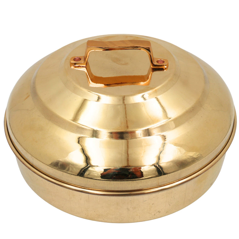 Brass Prasad Box Peetal Naivedya Patra Pittal Pooja Dabba Mandir Bhog Offering Container Samarpan Prasadam Holder, Gold, 4.5 Inch, 1 Piece