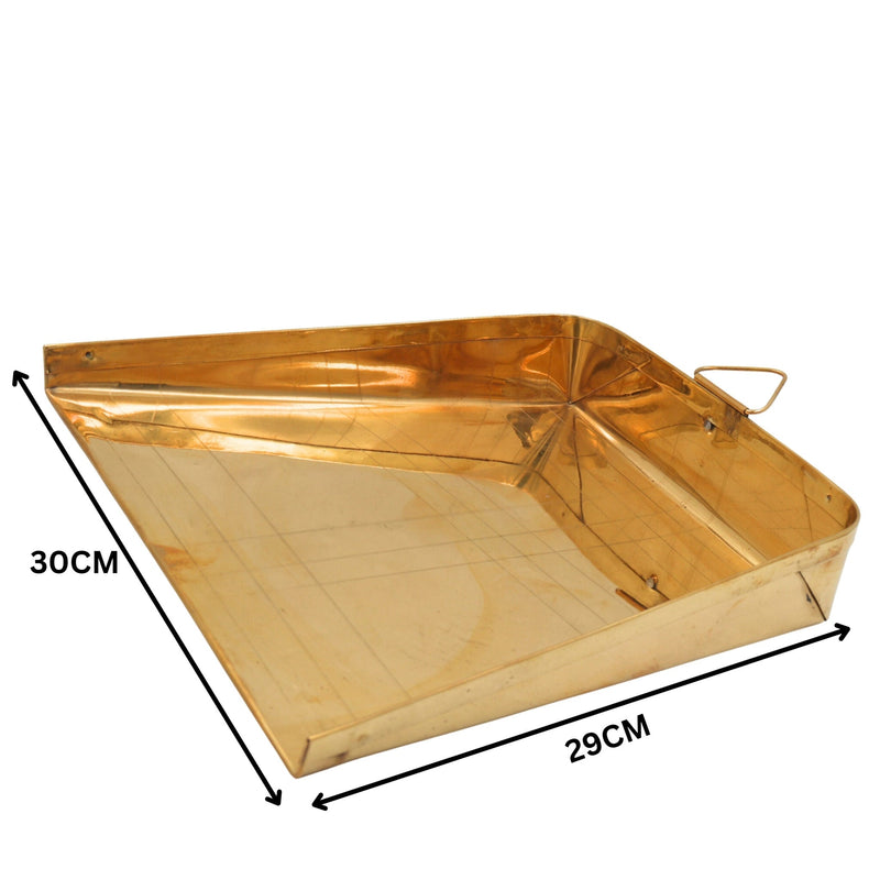 Brass Soop Muram Supa Winnowing Basket | peetal Pital Pittal Supi Chalni Mora Supada Chaluni for Pooja Temple Home Decor, Gold, 12 Inch, 1 Piece