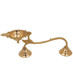 Brass Arthi Diya, Puja Deepak, Handcrafted Oil Lamp, Hindu Festival Diya, Traditional Pooja Lamp for Home Temple, Diwali & Religious Rituals, Gold, 2.5 Inch, 1 Piece