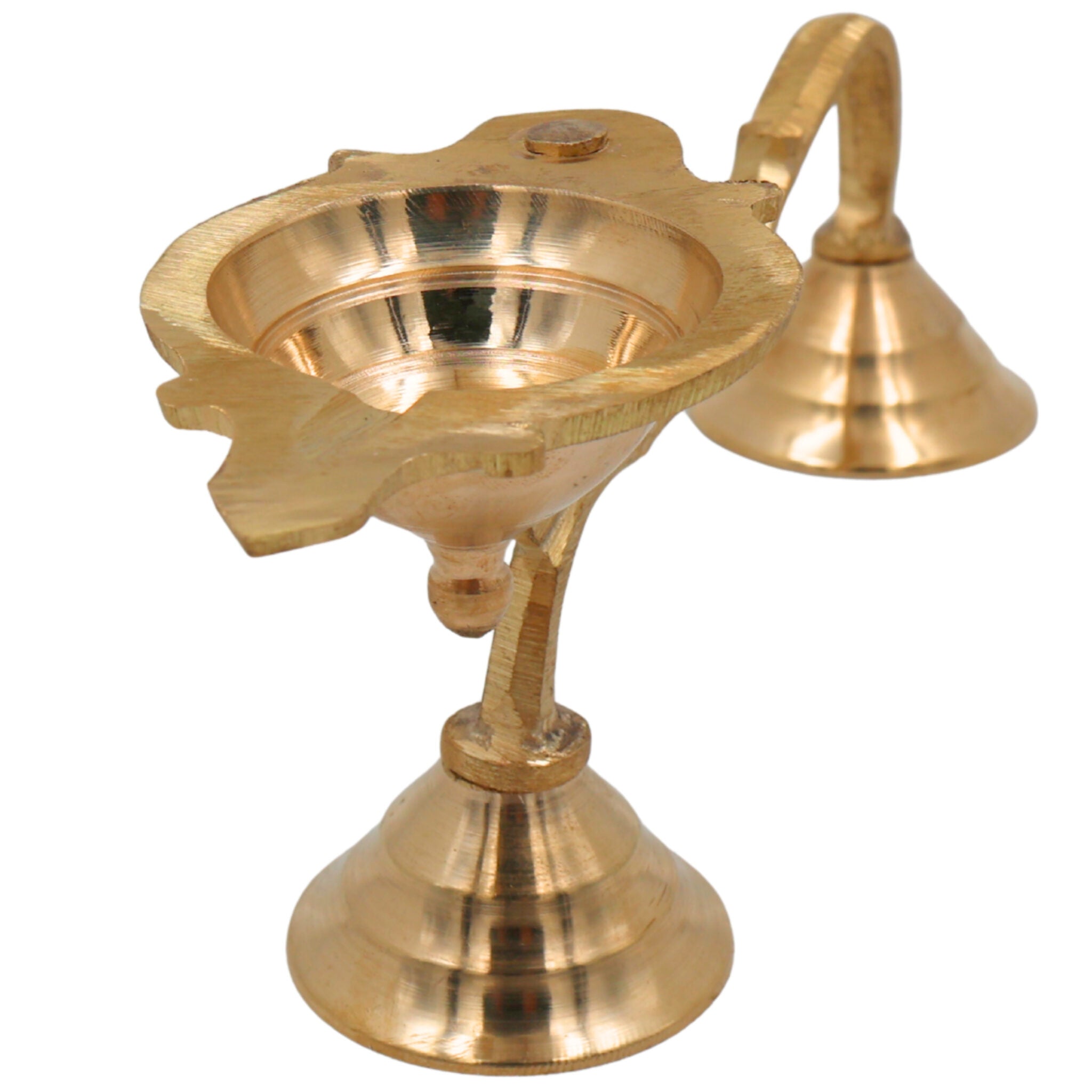 Brass Arthi Diya, Puja Deepak, Handcrafted Oil Lamp, Hindu Festival Diya, Traditional Pooja Lamp for Home Temple, Diwali & Religious Rituals, Gold, 2.5 Inch, 1 Piece