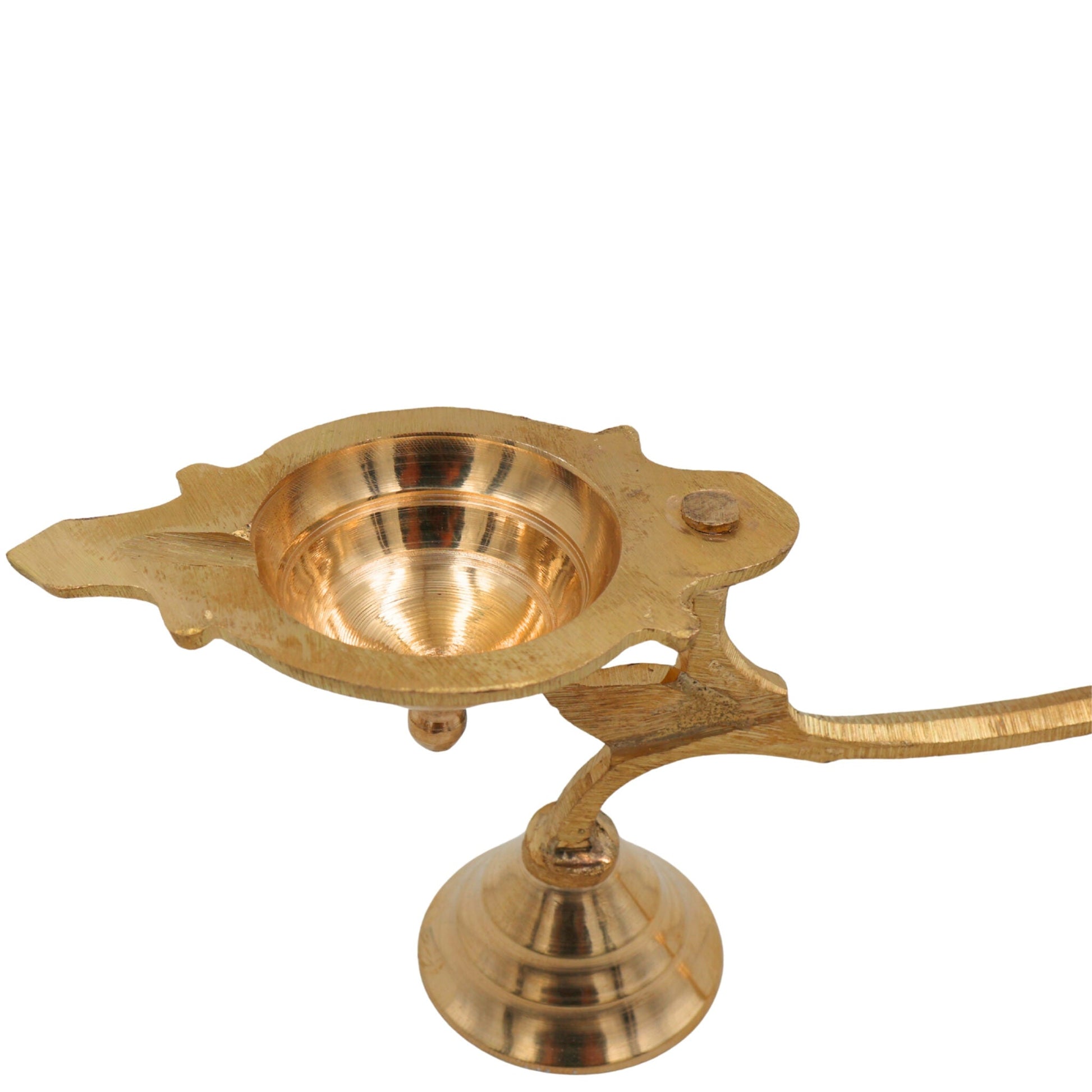 Brass Arthi Diya, Puja Deepak, Handcrafted Oil Lamp, Hindu Festival Diya, Traditional Pooja Lamp for Home Temple, Diwali & Religious Rituals, Gold, 2.5 Inch, 1 Piece