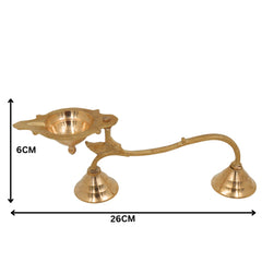 Brass Arthi Diya, Puja Deepak, Handcrafted Oil Lamp, Hindu Festival Diya, Traditional Pooja Lamp for Home Temple, Diwali & Religious Rituals, Gold, 2.5 Inch, 1 Piece