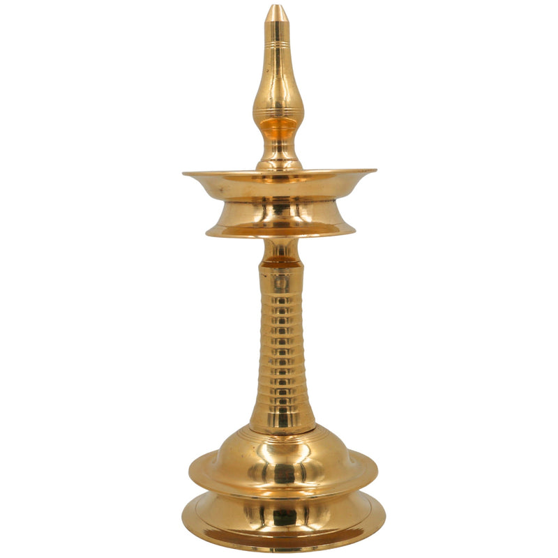 Brass Kerala Lamp Table Nilavilakku, Traditional Handmade Brass Oil Lamp, Ethnic Pooja & Temple Lighting, Antique Brass Home Decor, Festival & Spiritual Lamp, Gold, 13 Inch, 1 Piece