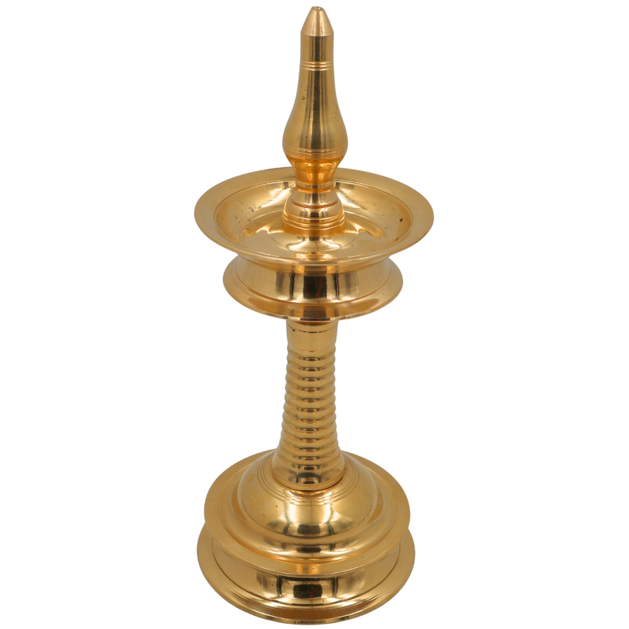 Brass Kerala Lamp Table Nilavilakku, Traditional Handmade Brass Oil Lamp, Ethnic Pooja & Temple Lighting, Antique Brass Home Decor, Festival & Spiritual Lamp, Gold, 13 Inch, 1 Piece