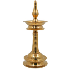 Brass Kerala Lamp Table Nilavilakku, Traditional Handmade Brass Oil Lamp, Ethnic Pooja & Temple Lighting, Antique Brass Home Decor, Festival & Spiritual Lamp, Gold, 13 Inch, 1 Piece